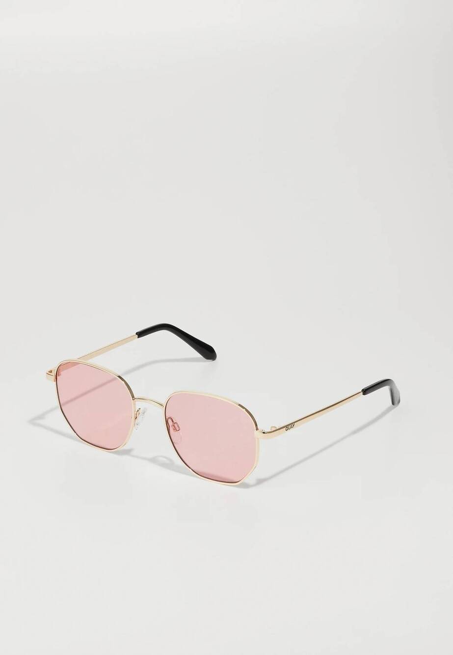 NEW QUAY women's big time sunglasses in gold/peony